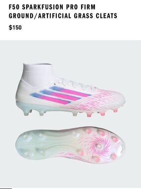 F50 sparkfusion pro size 10 worn once cloud white/ lucid pink soccer cleats